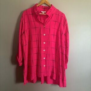 John Mark Fuchsia Checkered Button Down Shirt Size XL